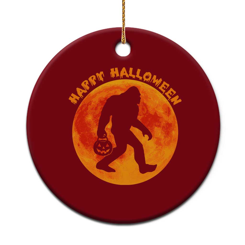 Funny Halloween Bigfoot Ceramic Ornament Sasquatch Full Moon Jack O Lantern - Wonder Print Shop