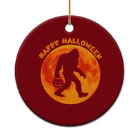Funny Halloween Bigfoot Ceramic Ornament Sasquatch Full Moon Jack O Lantern - Wonder Print Shop