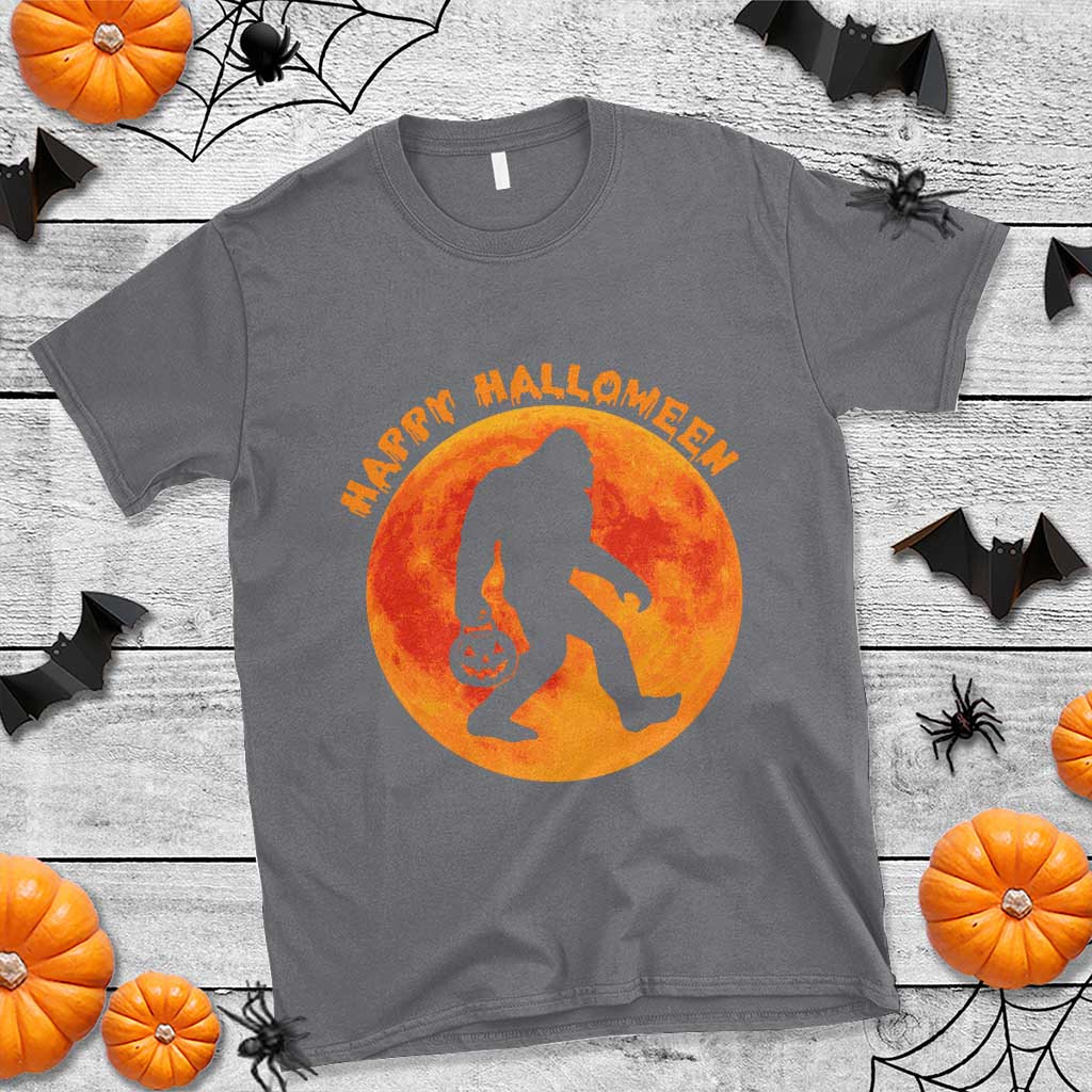 Funny Halloween Bigfoot T Shirt Sasquatch Full Moon Jack O Lantern - Wonder Print Shop