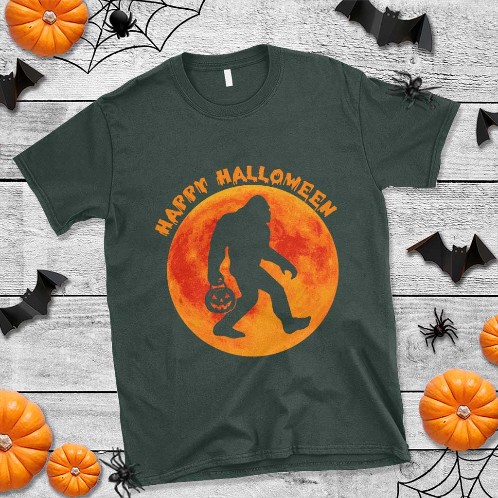 Funny Halloween Bigfoot T Shirt Sasquatch Full Moon Jack O Lantern - Wonder Print Shop