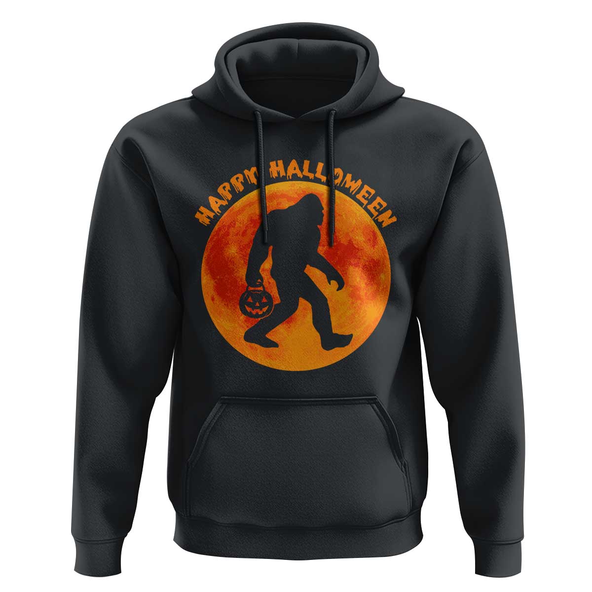 Funny Halloween Bigfoot Hoodie Sasquatch Full Moon Jack O Lantern - Wonder Print Shop