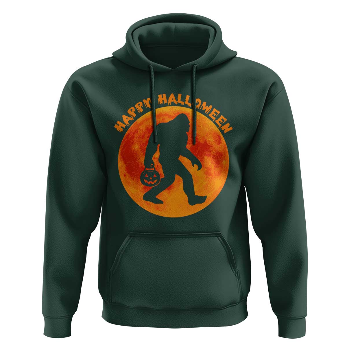 Funny Halloween Bigfoot Hoodie Sasquatch Full Moon Jack O Lantern - Wonder Print Shop