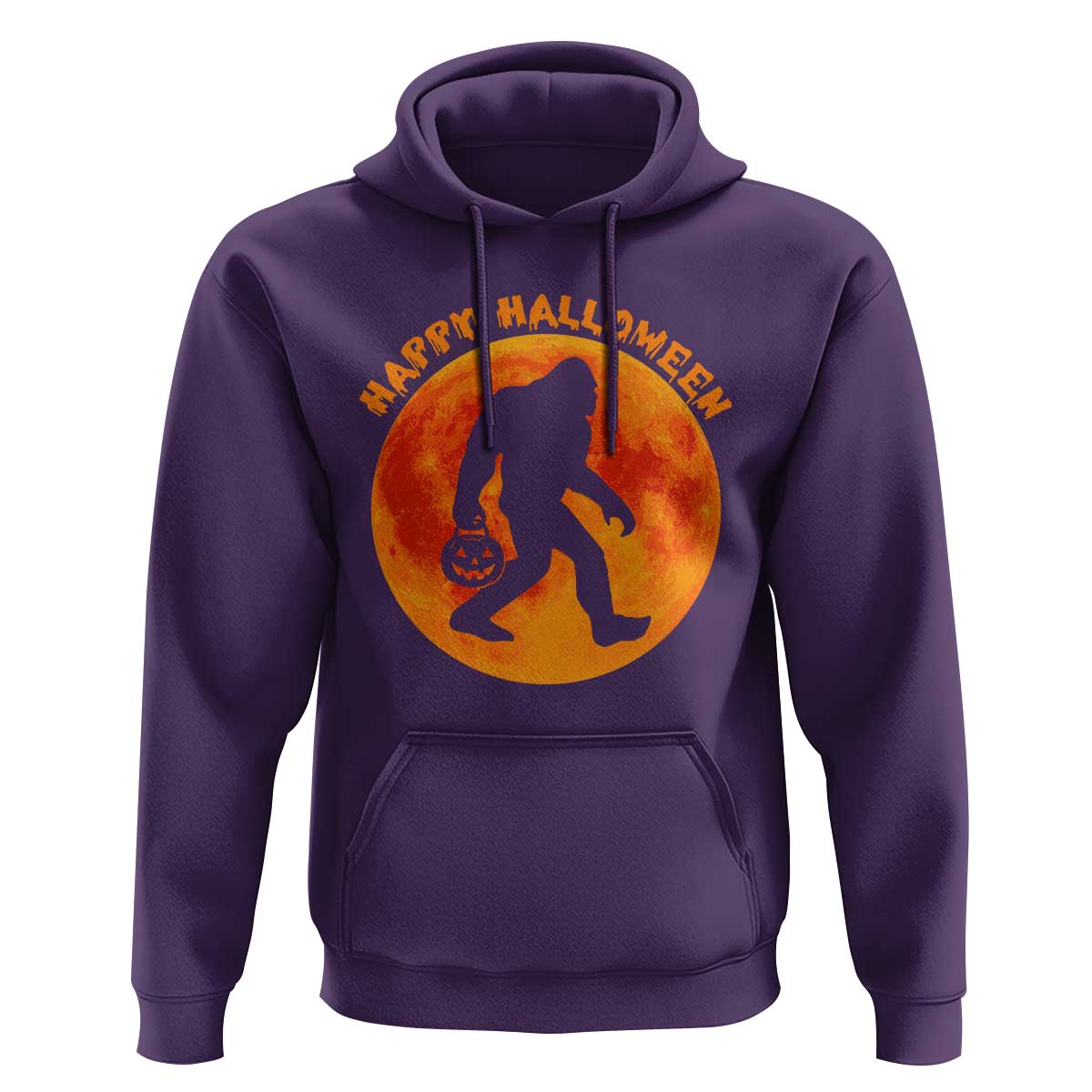 Funny Halloween Bigfoot Hoodie Sasquatch Full Moon Jack O Lantern - Wonder Print Shop