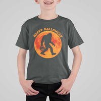 Funny Halloween Bigfoot T Shirt For Kid Sasquatch Full Moon Jack O Lantern - Wonder Print Shop
