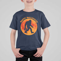 Funny Halloween Bigfoot T Shirt For Kid Sasquatch Full Moon Jack O Lantern - Wonder Print Shop