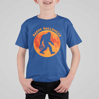 Funny Halloween Bigfoot T Shirt For Kid Sasquatch Full Moon Jack O Lantern - Wonder Print Shop