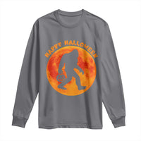 Funny Halloween Bigfoot Long Sleeve Shirt Sasquatch Full Moon Jack O Lantern - Wonder Print Shop