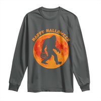 Funny Halloween Bigfoot Long Sleeve Shirt Sasquatch Full Moon Jack O Lantern - Wonder Print Shop