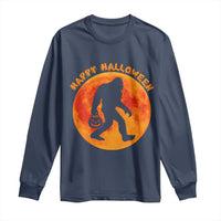 Funny Halloween Bigfoot Long Sleeve Shirt Sasquatch Full Moon Jack O Lantern - Wonder Print Shop