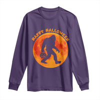 Funny Halloween Bigfoot Long Sleeve Shirt Sasquatch Full Moon Jack O Lantern - Wonder Print Shop