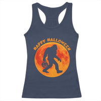 Funny Halloween Bigfoot Racerback Tank Top Sasquatch Full Moon Jack O Lantern - Wonder Print Shop