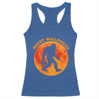 Funny Halloween Bigfoot Racerback Tank Top Sasquatch Full Moon Jack O Lantern - Wonder Print Shop