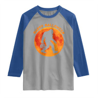 Funny Halloween Bigfoot Raglan Shirt Sasquatch Full Moon Jack O Lantern - Wonder Print Shop