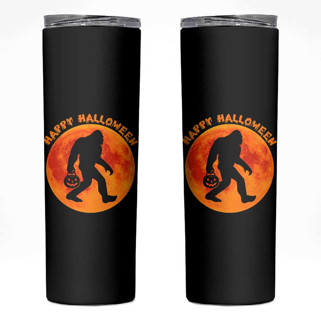 Funny Halloween Bigfoot Skinny Tumbler Sasquatch Full Moon Jack O Lantern - Wonder Print Shop