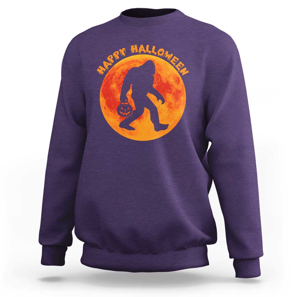 Funny Halloween Bigfoot Sweatshirt Sasquatch Full Moon Jack O Lantern - Wonder Print Shop