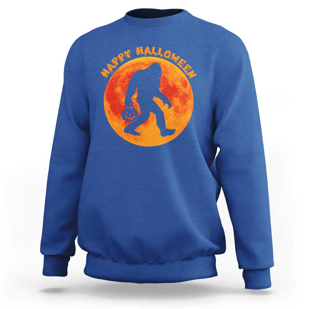 Funny Halloween Bigfoot Sweatshirt Sasquatch Full Moon Jack O Lantern - Wonder Print Shop