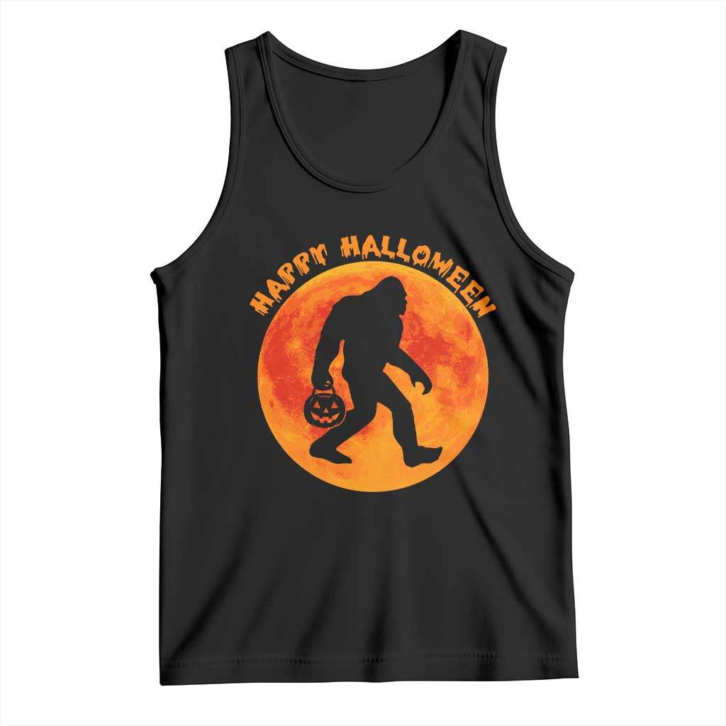 Funny Halloween Bigfoot Tank Top Sasquatch Full Moon Jack O Lantern - Wonder Print Shop