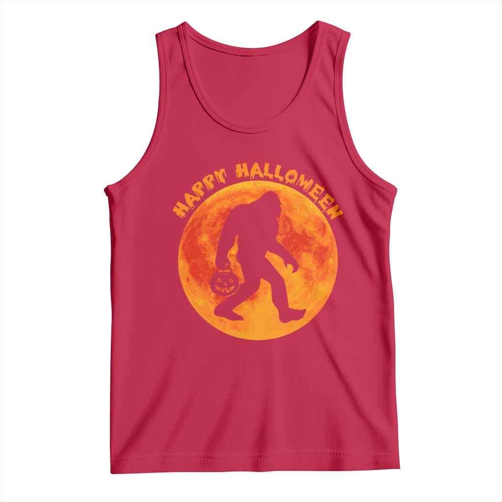Funny Halloween Bigfoot Tank Top Sasquatch Full Moon Jack O Lantern - Wonder Print Shop