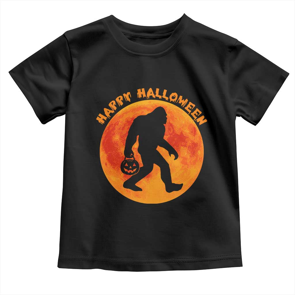 Funny Halloween Bigfoot Toddler T Shirt Sasquatch Full Moon Jack O Lantern - Wonder Print Shop