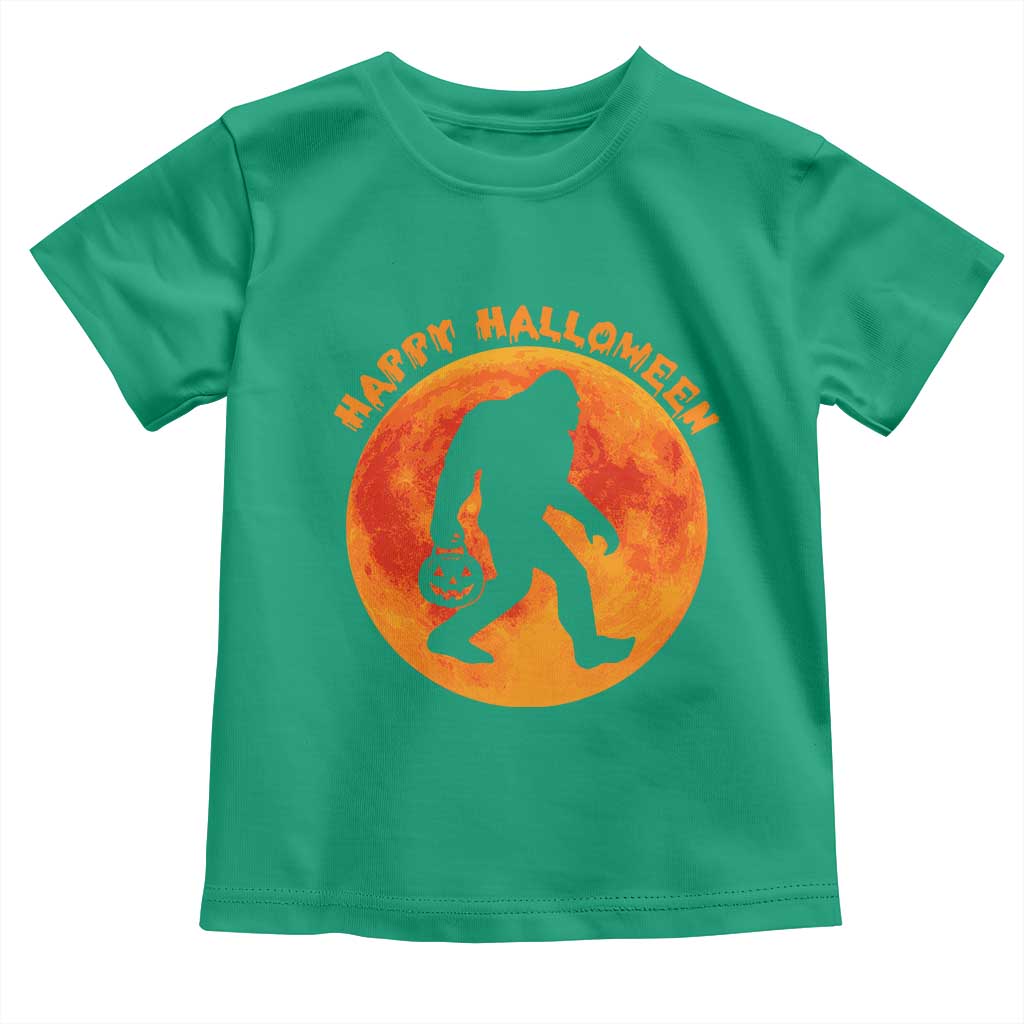 Funny Halloween Bigfoot Toddler T Shirt Sasquatch Full Moon Jack O Lantern - Wonder Print Shop