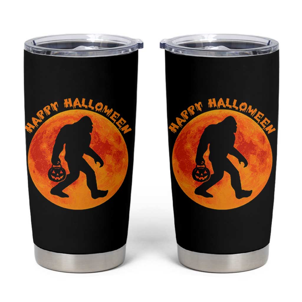 Funny Halloween Bigfoot Tumbler Cup Sasquatch Full Moon Jack O Lantern - Wonder Print Shop