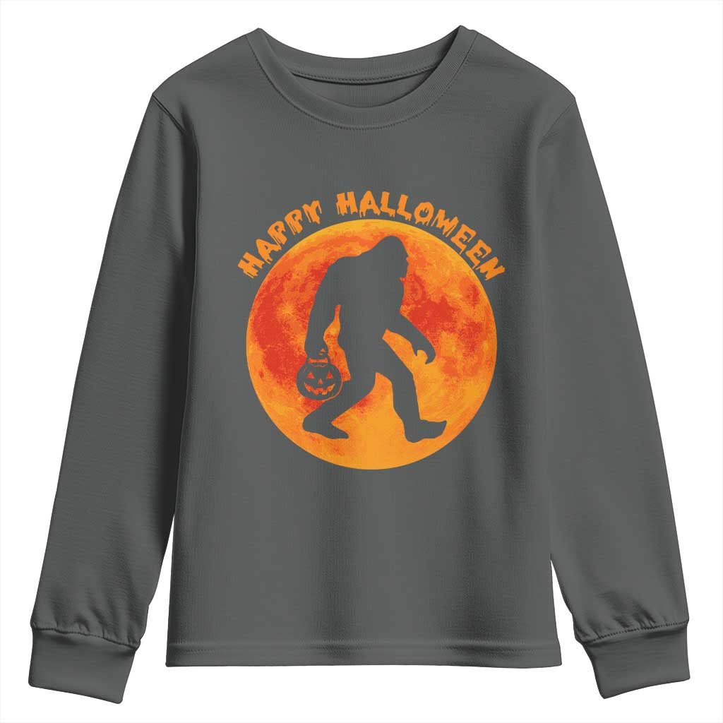 Funny Halloween Bigfoot Youth Sweatshirt Sasquatch Full Moon Jack O Lantern - Wonder Print Shop