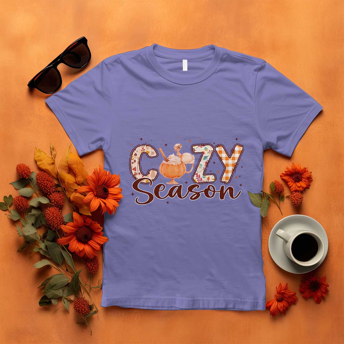 Cozy Season T Shirt Thanksgiving Autumn Pumpkin Spice Latte - Wonder Print Shop