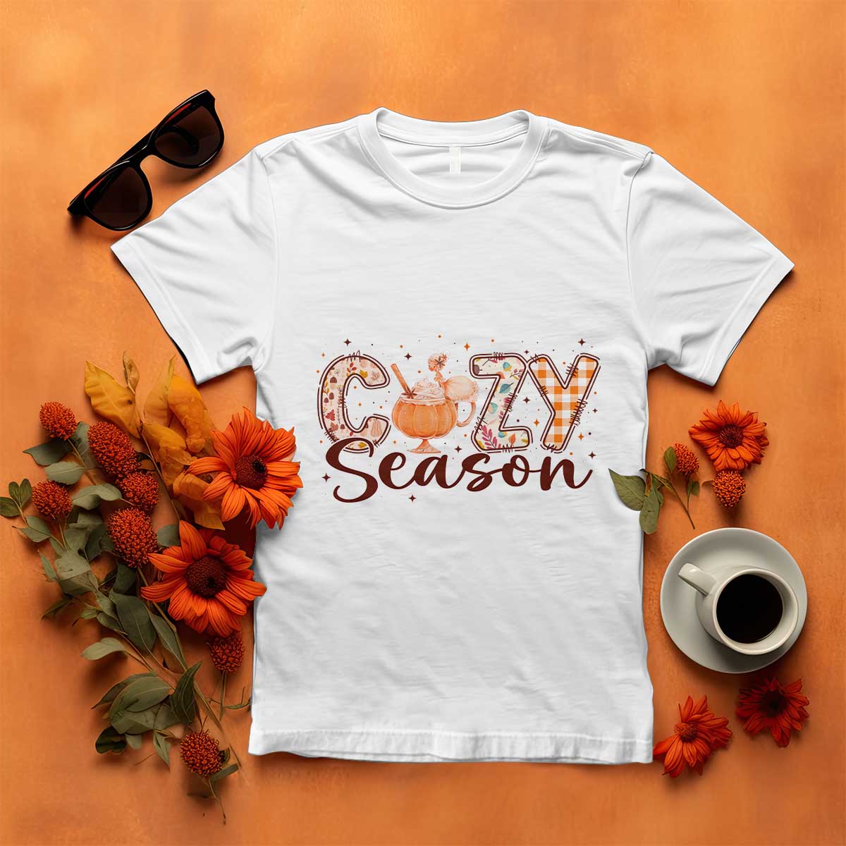 Cozy Season T Shirt Thanksgiving Autumn Pumpkin Spice Latte - Wonder Print Shop