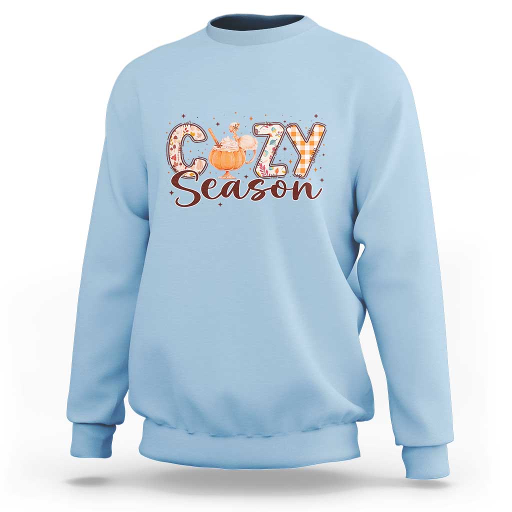 Cozy Season Sweatshirt Thanksgiving Autumn Pumpkin Spice Latte - Wonder Print Shop