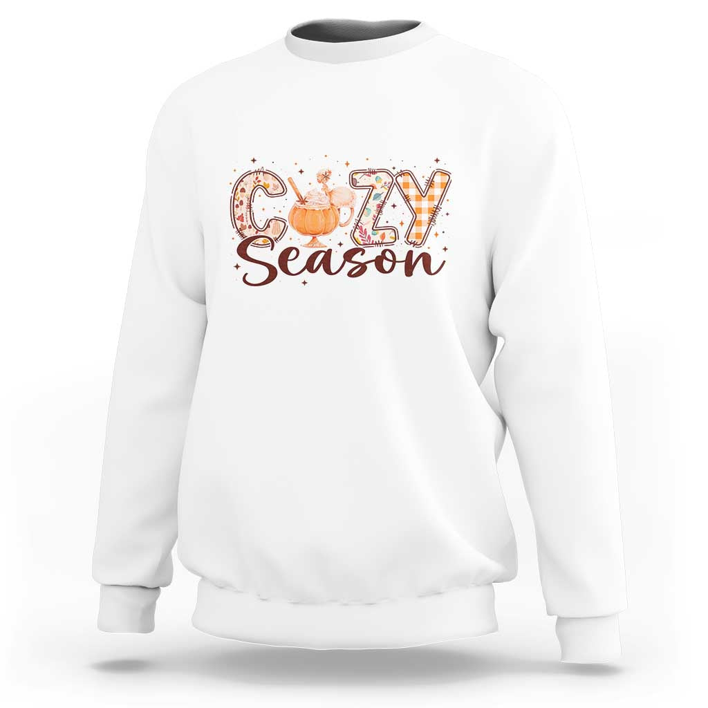 Cozy Season Sweatshirt Thanksgiving Autumn Pumpkin Spice Latte - Wonder Print Shop