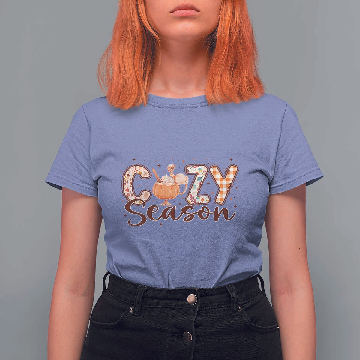 Cozy Season T Shirt For Women Thanksgiving Autumn Pumpkin Spice Latte - Wonder Print Shop