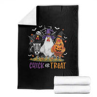 Funny Halloween Throw Blanket Chick Or Treat Chicken Farm Witches Skeleton - Wonder Print Shop