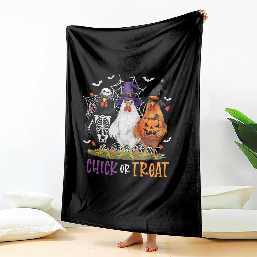 Funny Halloween Throw Blanket Chick Or Treat Chicken Farm Witches Skeleton - Wonder Print Shop