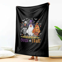 Funny Halloween Throw Blanket Chick Or Treat Chicken Farm Witches Skeleton - Wonder Print Shop