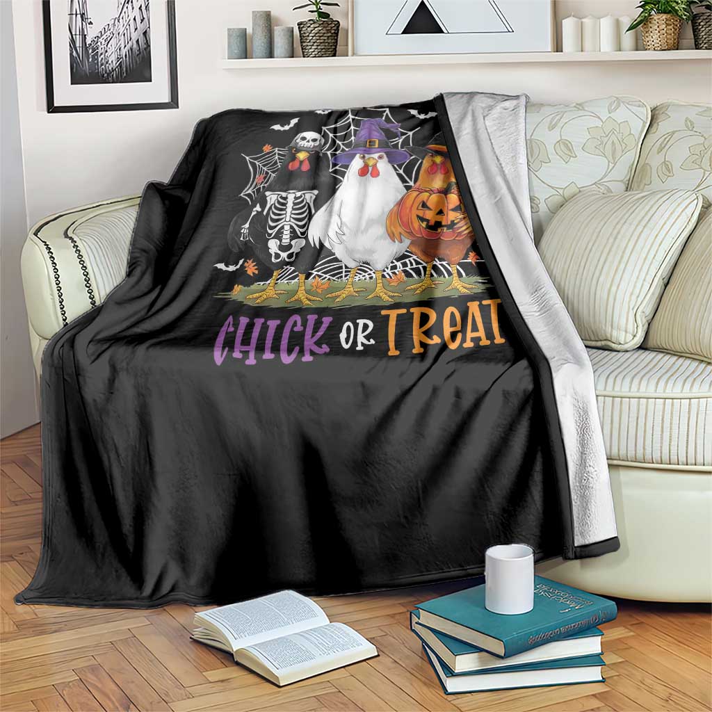 Funny Halloween Throw Blanket Chick Or Treat Chicken Farm Witches Skeleton - Wonder Print Shop