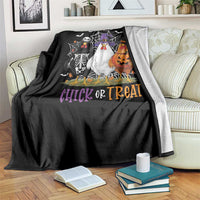 Funny Halloween Throw Blanket Chick Or Treat Chicken Farm Witches Skeleton - Wonder Print Shop