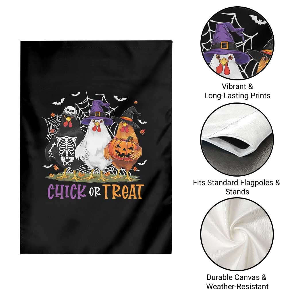 Funny Halloween Garden Flag Chick Or Treat Chicken Farm Witches Skeleton - Wonder Print Shop