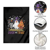 Funny Halloween Garden Flag Chick Or Treat Chicken Farm Witches Skeleton - Wonder Print Shop