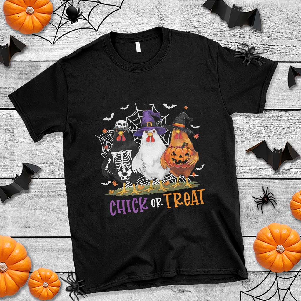 Funny Halloween T Shirt Chick Or Treat Chicken Farm Witches Skeleton - Wonder Print Shop