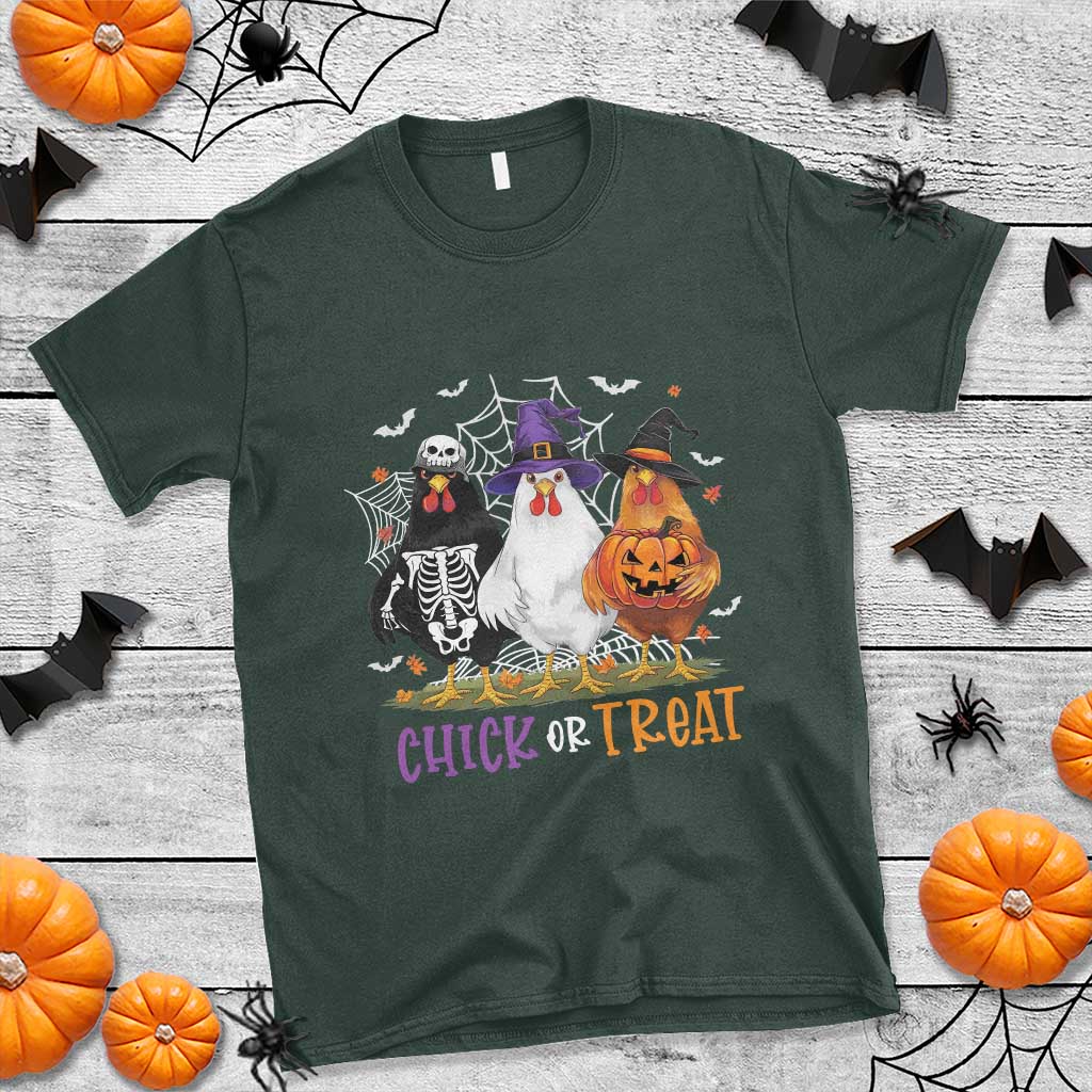 Funny Halloween T Shirt Chick Or Treat Chicken Farm Witches Skeleton - Wonder Print Shop