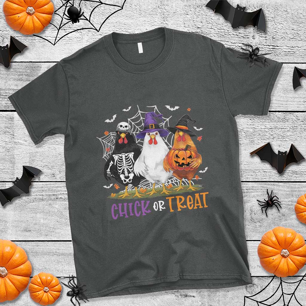 Funny Halloween T Shirt Chick Or Treat Chicken Farm Witches Skeleton - Wonder Print Shop
