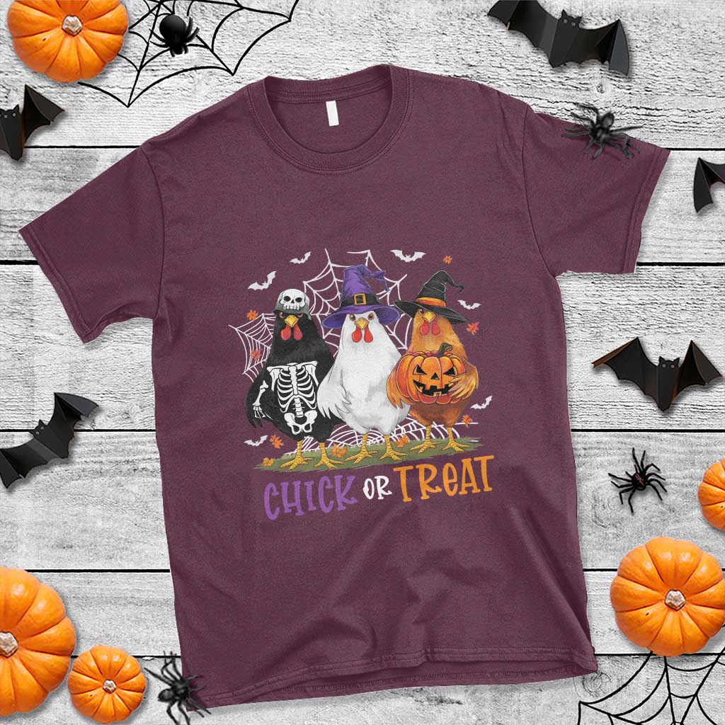Funny Halloween T Shirt Chick Or Treat Chicken Farm Witches Skeleton - Wonder Print Shop