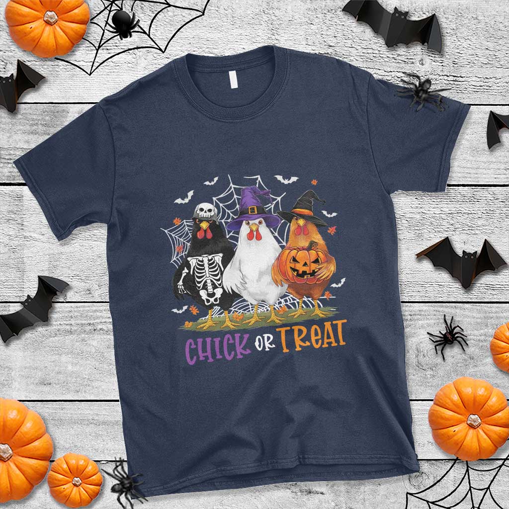 Funny Halloween T Shirt Chick Or Treat Chicken Farm Witches Skeleton - Wonder Print Shop