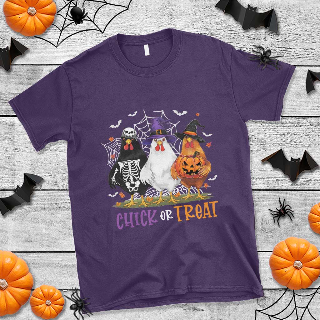 Funny Halloween T Shirt Chick Or Treat Chicken Farm Witches Skeleton - Wonder Print Shop