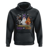 Funny Halloween Hoodie Chick Or Treat Chicken Farm Witches Skeleton