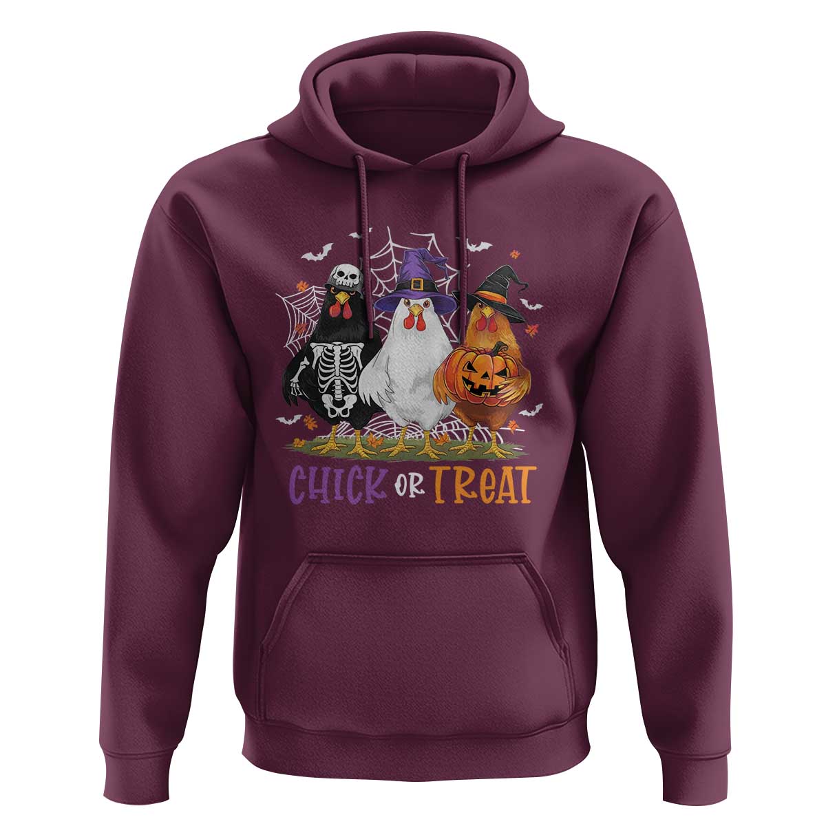 Funny Halloween Hoodie Chick Or Treat Chicken Farm Witches Skeleton
