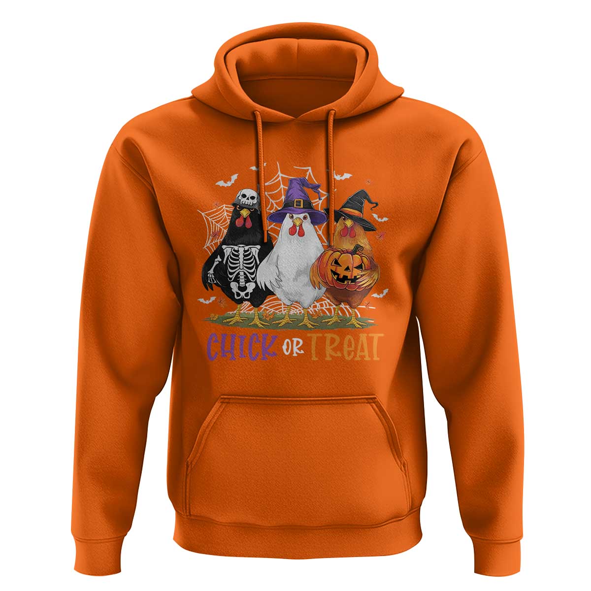 Funny Halloween Hoodie Chick Or Treat Chicken Farm Witches Skeleton