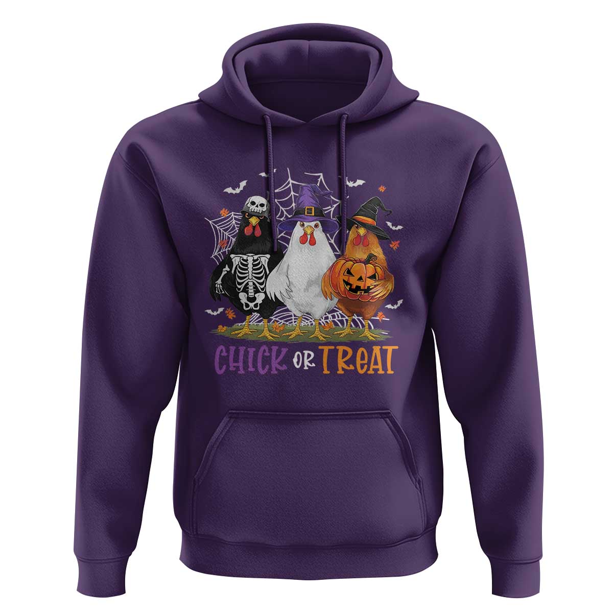 Funny Halloween Hoodie Chick Or Treat Chicken Farm Witches Skeleton