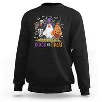 Funny Halloween Sweatshirt Chick Or Treat Chicken Farm Witches Skeleton - Wonder Print Shop