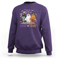 Funny Halloween Sweatshirt Chick Or Treat Chicken Farm Witches Skeleton - Wonder Print Shop
